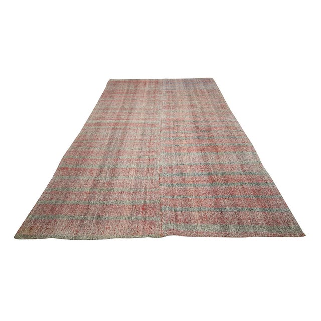 Handwoven vintage modern kilim rug from Adana region of Turkey. Approximately 55-65 years old. In very good condition.