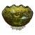 Vintage Green Pressed Glass Bowl With Scalloped Rim and Silver-Toned Floral Base. For Sale