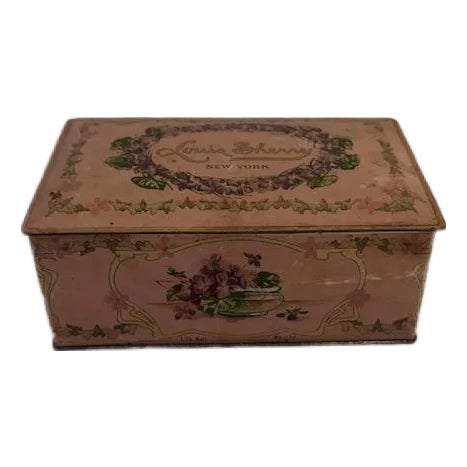 1940s Louis Sherry New York Violets and Ivy Chocolate Tin Box For Sale