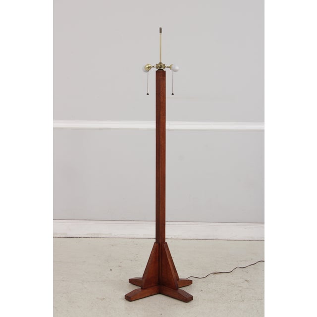 Mission 1990s Mica Lamp Co 2 Light Mission Oak Floor Lamp For Sale - Image 3 of 17