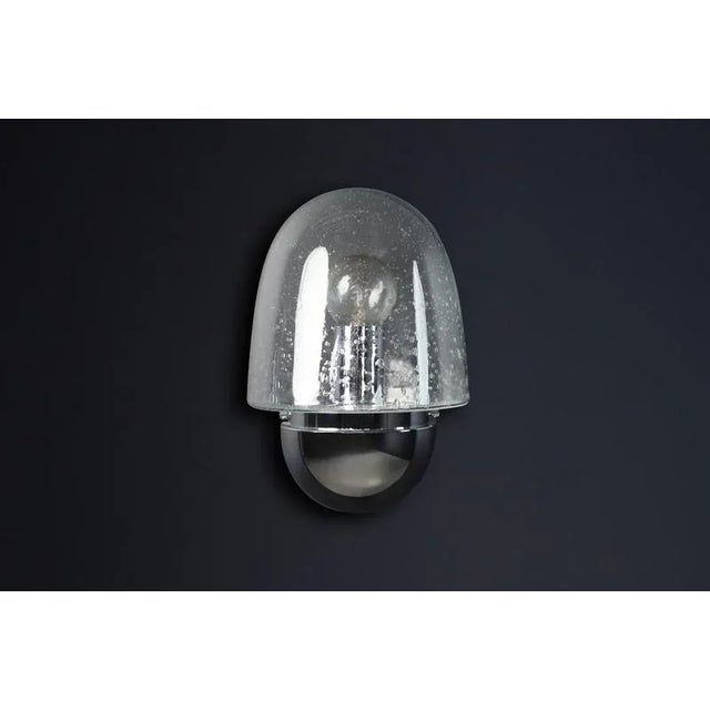 Mid-Century Wall Sconce Chrome & Bubble Glass from Glashütte Limburg, 1960s For Sale - Image 10 of 11