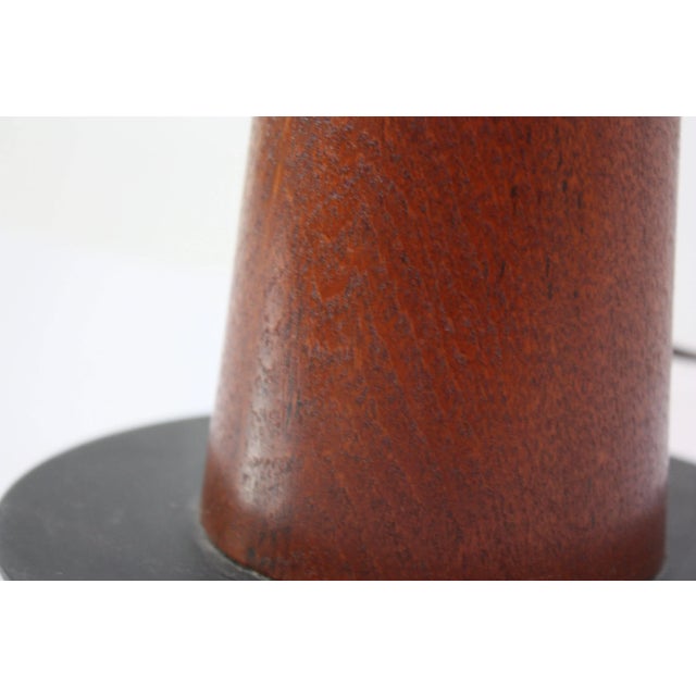 Tall Danish Modern Conical Table Lamp in Teak and Brass For Sale - Image 9 of 12