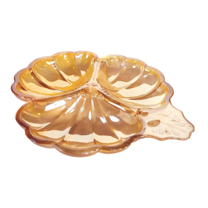 Vintage Peach Pearlescent Divided Lily Pad Dish