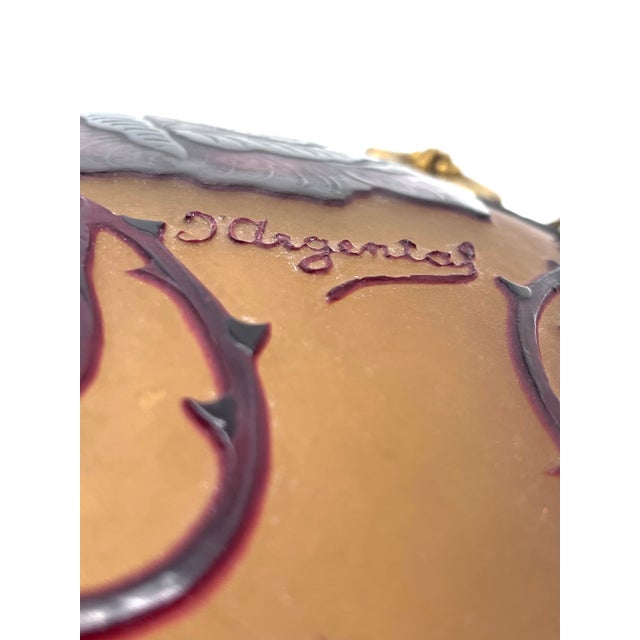 1920s Art Nouveau Cameo Glass Ceiling Pendant by Paul Nicolas for Dargental, France, 1920s For Sale - Image 5 of 18