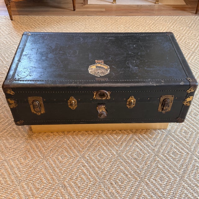 Vintage R.L. Macy Steamer Trunk on Base For Sale - Image 9 of 14