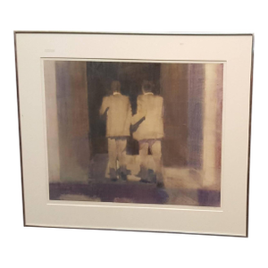 Elinore Schnurr-Colflesh, Modernist Watercolor Painting "Passages in Darkness" Nyc Businessmen