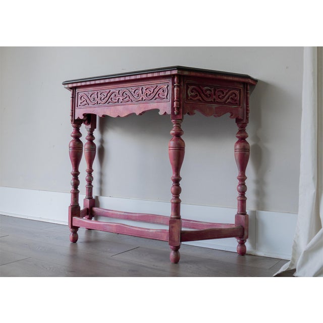 Antique Console Table With Ornate Carved Details For Sale In Mobile - Image 6 of 16