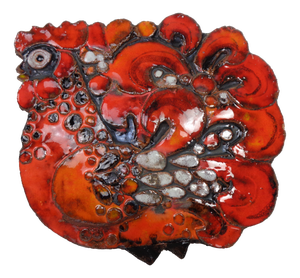 Large Glazed Rooster Studio Ceramic Wall Plaque, Germany, 1970s