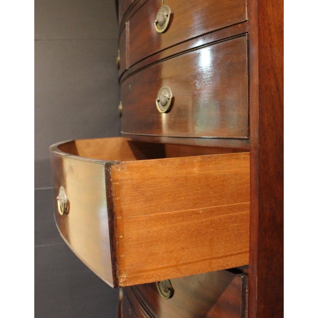 Circa 1800 Georgian Bowfront Mahogany Chest on Chest For Sale - Image 9 of 12