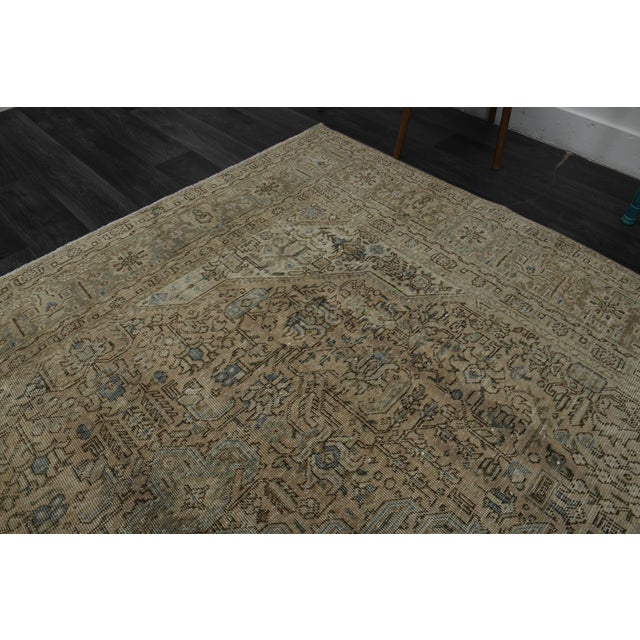 1970s 1970s Vintage Persian Handmade Wool Cotton Orange Area Rug For Sale - Image 5 of 11