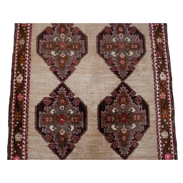 Camel Authentic Vintage Turkish Rug: Camel Wool Large Runner With Natural Dyes For Sale - Image 8 of 12