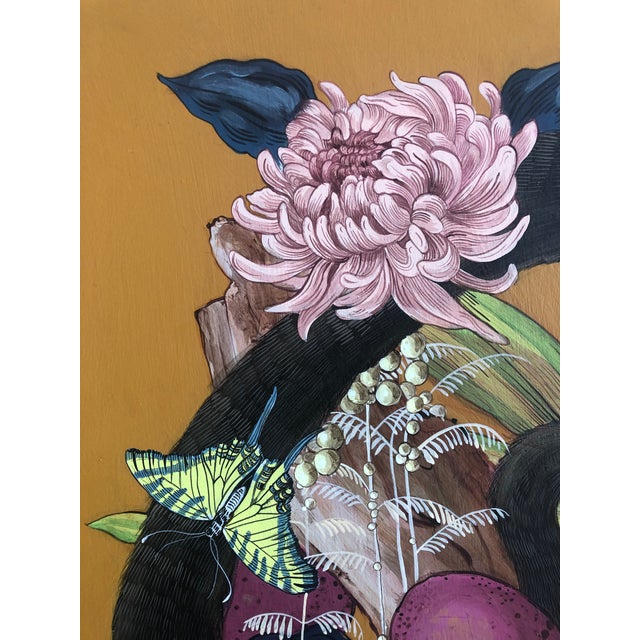 Wood "Monkey Business" Original Acrylic on Wood Painting by Allison Cosmos For Sale - Image 7 of 10