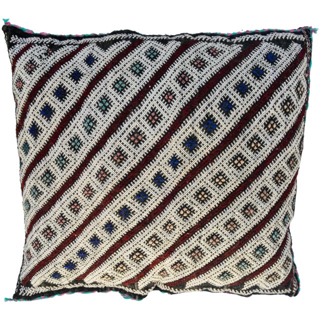 Textile Berber Pillow W/ Diagonal Stripes For Sale - Image 7 of 7