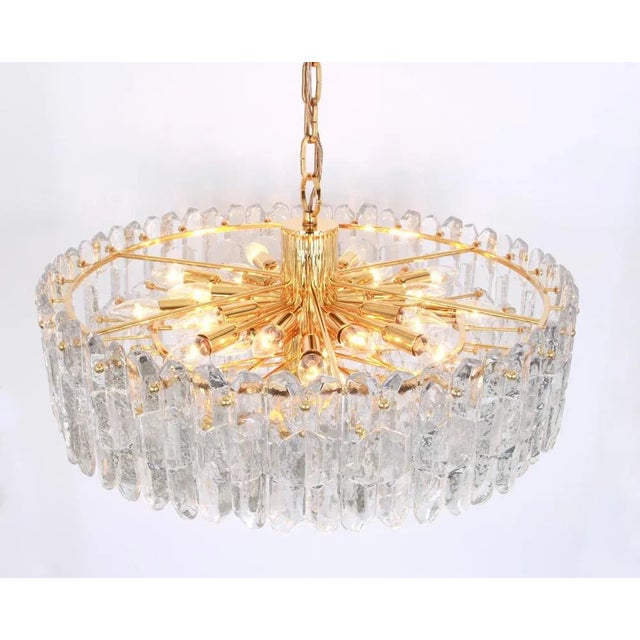 Copper Large Gilt Brass Glass Chandelier Palazzo from Kalmar, Austria, 1970s For Sale - Image 8 of 15