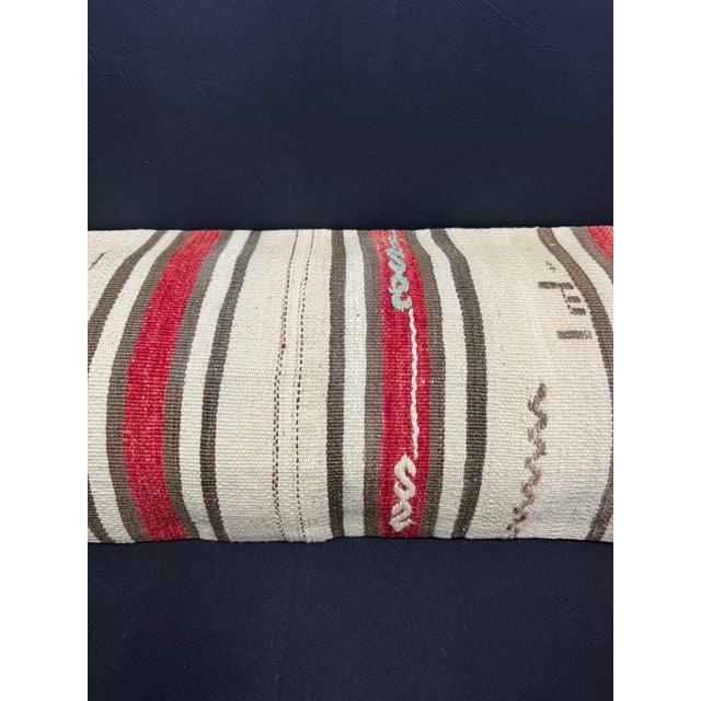 Contemporary Turkish Hemp Pillow Cushion Natural Beige Red Cushion Cover 14x40 For Sale - Image 3 of 4