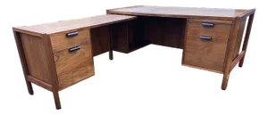Vintage Mid Century Modern Walnut Corner Desk