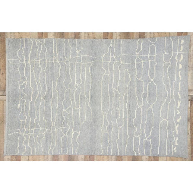 Light Gray Contemporary Gray Moroccan Style Rug - 06'05 X 10'00 For Sale - Image 8 of 9