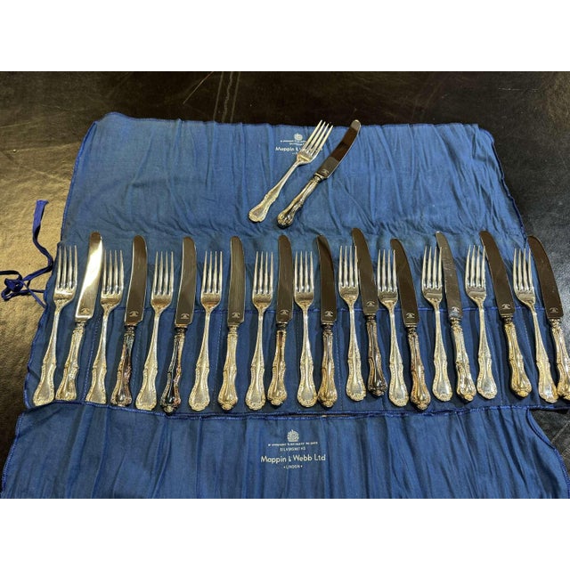 Vintage Russell Pattern Silver-Plated Knife and Fork by Mappin & Webb, Set of 24 For Sale - Image 4 of 4
