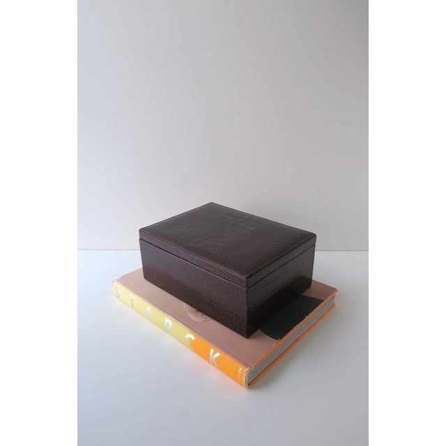 Leather Jewelry Box Crocodile Style, Ralph Lauren Style, Circa 1990s For Sale - Image 9 of 15