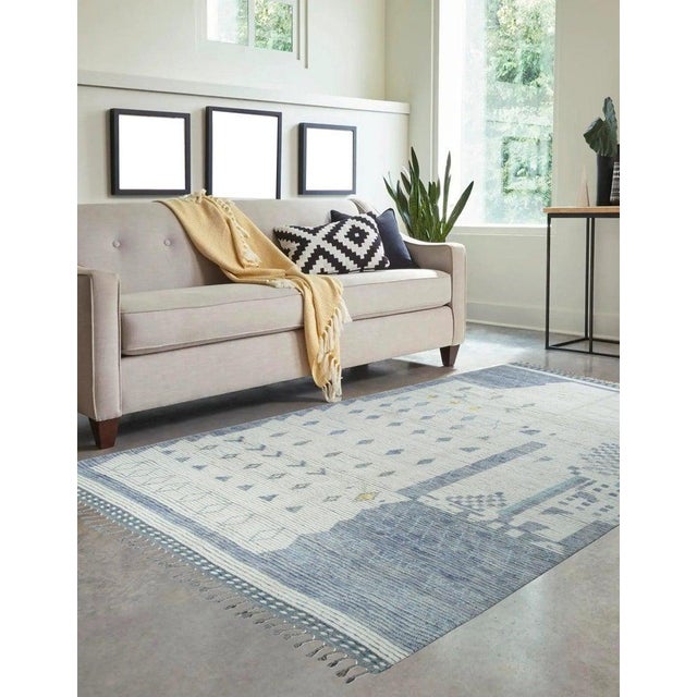 12x15 Ivory Hand-Knotted Wool Abstract Village Motifs Tribal Modern Carpet Rug For Sale In New York - Image 6 of 8