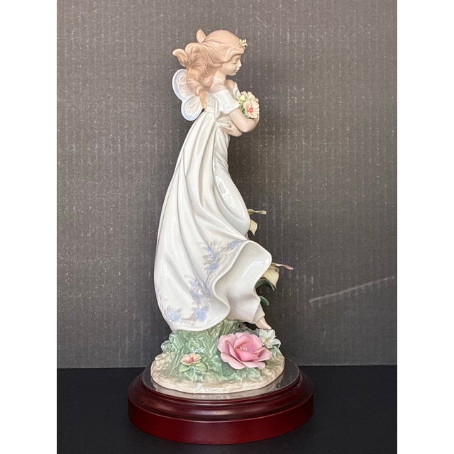 Pistachio This Is a Limited Edition Lladró "Mystical Garden" Figurine,featuring a Fairy Holding Flowers. For Sale - Image 8 of 8