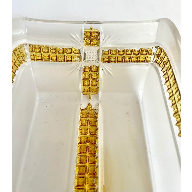 Antique Amberette Diamond Design Frosted Glass Celery Tray For Sale - Image 9 of 12