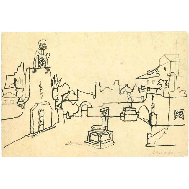 China ink drawing realized by Mino Maccari in 1960 ca. Hand signed in pencil lower right. Very good condition. This piece...