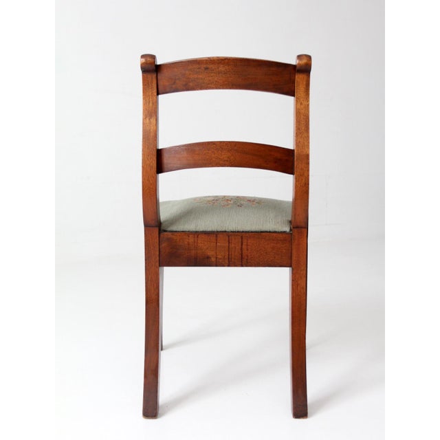 Early 20th Century Antique French Country Ladder Back Chair With Needlepoint Seat For Sale - Image 5 of 12