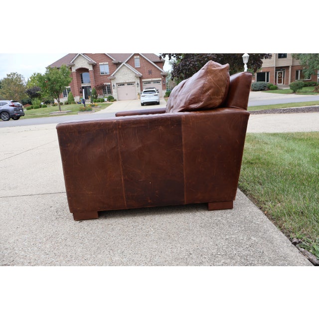 2010s Restoration Hardware Maxwell Leather Sofa - 7ft - Down Filled For Sale - Image 5 of 7