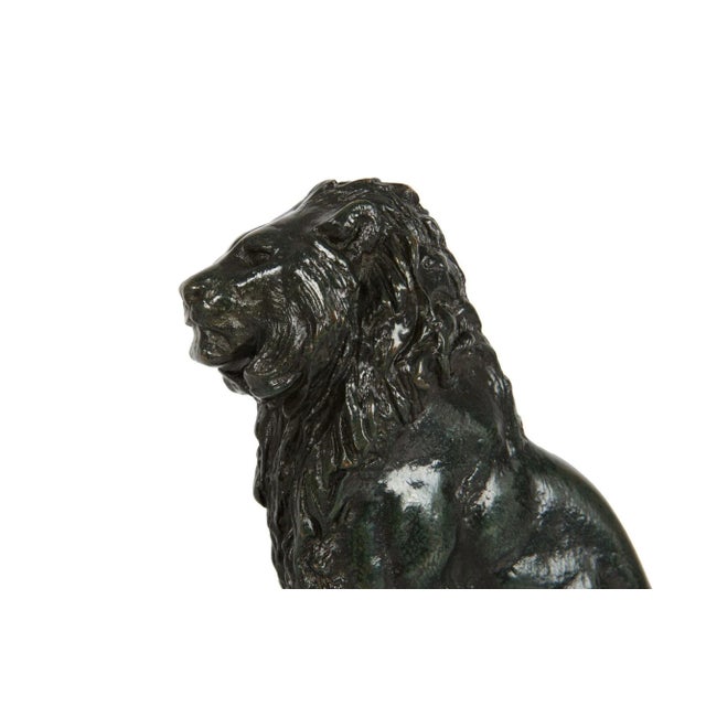 Rare French Antique Bronze Sculpture of “Seated Lion No. 4” After Antoine-Louis Barye For Sale - Image 9 of 12