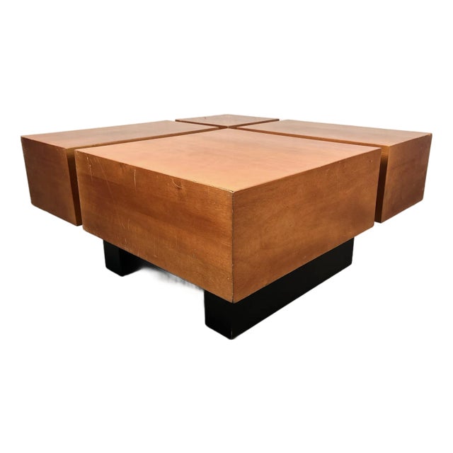 Late 20th Century Mid-Century Modern Style Square Wooden Coffee Table For Sale