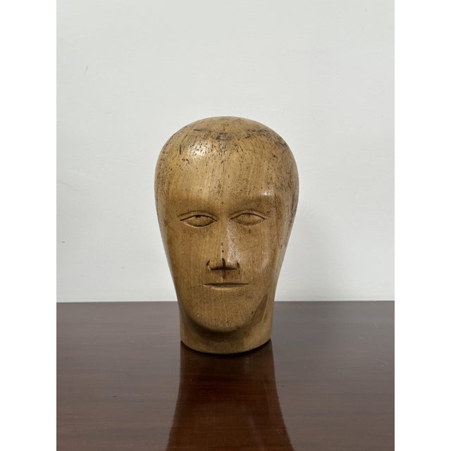 Vintage French Haberdashery Shop Display Millinery Heads, Set of 2 For Sale - Image 3 of 6