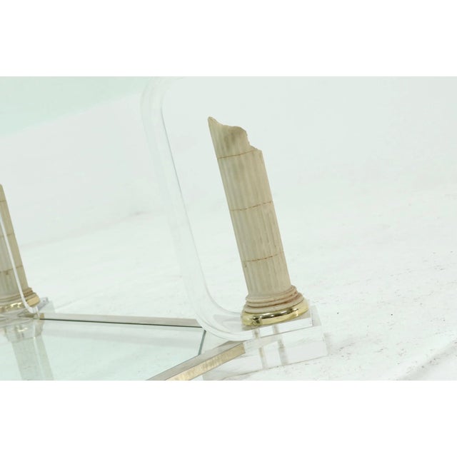 Mid-Century Modern Acrylic Glass & Glass 2-Tier Pedestal Coffee Table, 1980s For Sale - Image 3 of 9