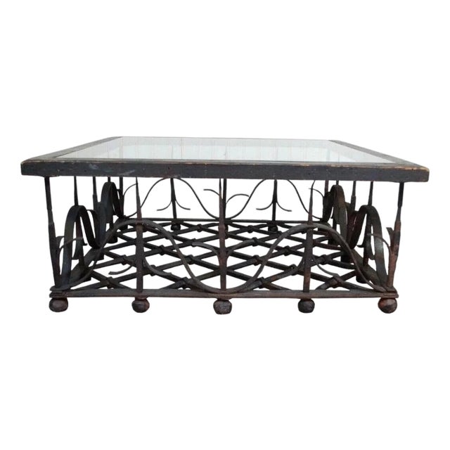 Antique Mission Arts & Crafts Samuel Yellin Style Wrought Iron Coffee Table For Sale