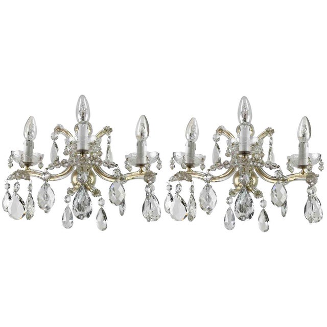 Gold Crystal Maria Teresa Wall Lights, 1950s, Set of 2 For Sale - Image 8 of 8