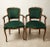 French Provincial The Scholar’s Alcove: Dark Academia Library Desk & Jacquard Emerald Armchairs Suite For Sale - Image 3 of 7