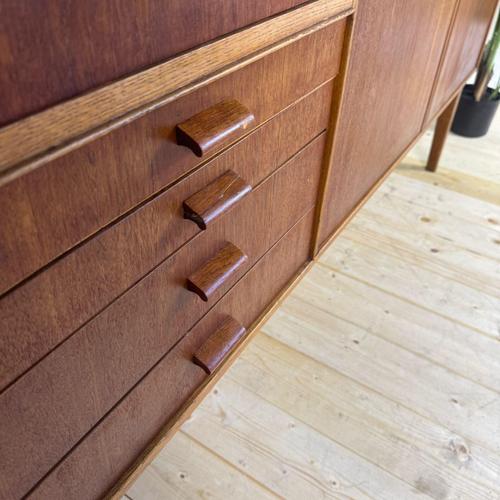 Brown Tall Mid-Century Modern Scandinavian Teak Sideboard, 1960s For Sale - Image 8 of 12