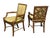 A set of six rattan arm chairs by Lane Venture Excursions. These chairs feature padded backs and removable seat cushions....