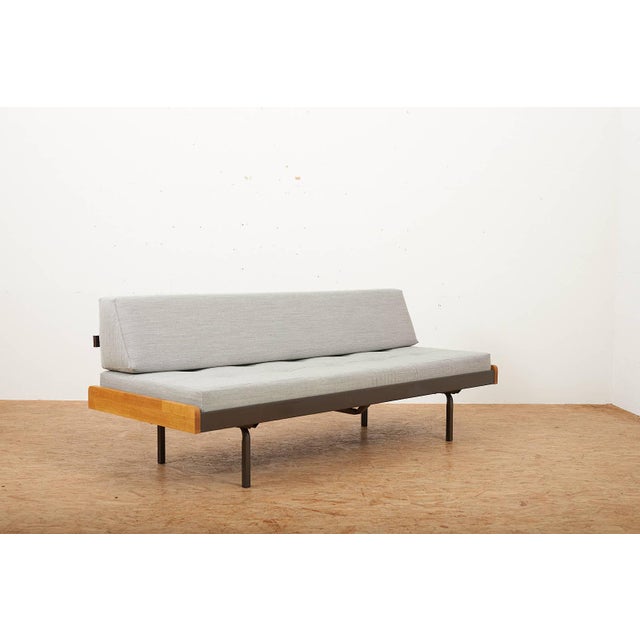 Wood Daybed with Brown Lacquered Metal with Oak Trim Frame, Holland, 1970 For Sale - Image 7 of 11
