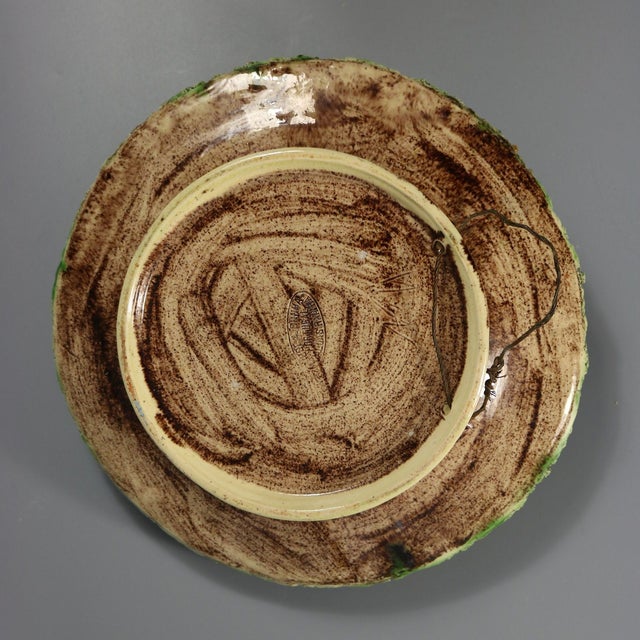 Cunha Palissy Majolica Snake and Lizard Wall Plate For Sale - Image 10 of 12