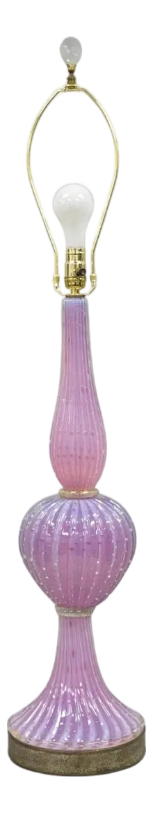Vintage Italian Mid Century Modern Murano Pink & Purple Bubble Glass Table Lamp