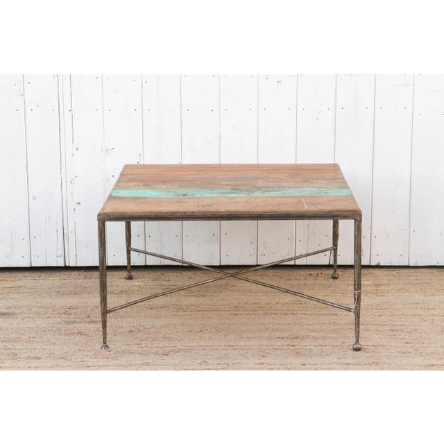 Rustic Modern Reclaimed Teak Coffee Table For Sale - Image 9 of 10
