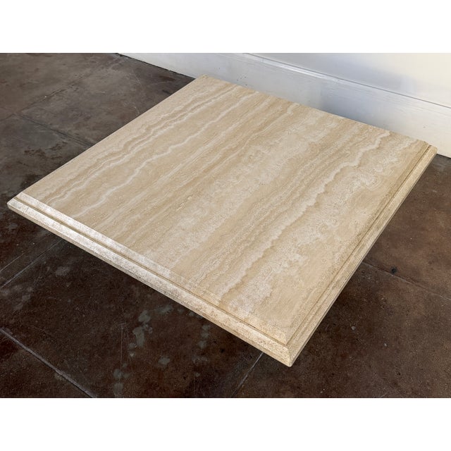 Stone International Vintage Italian 1980's Solid Travertine Coffee Table For Sale - Image 4 of 11