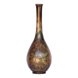 Mid 20th Century Green Patina Japanese Bud Vase For Sale