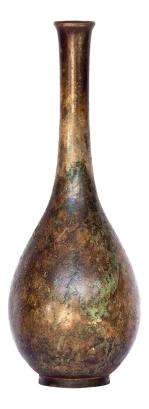 Mid 20th Century Green Patina Japanese Bud Vase