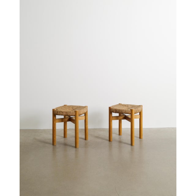 1960s Mid-Century Modern French Wooden Meribel Stools by Charlotte Perriand, 1960s, Set of 2 For Sale - Image 5 of 5
