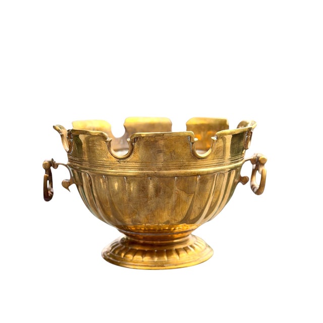 This solid brass planter is marked as being made by Mottahedeh, known for high-quality accessories from India from the...