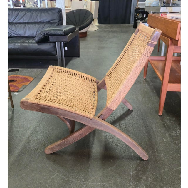 Mid-Century Modern VIntage Folding Woven Lounge Chair For Sale - Image 3 of 11