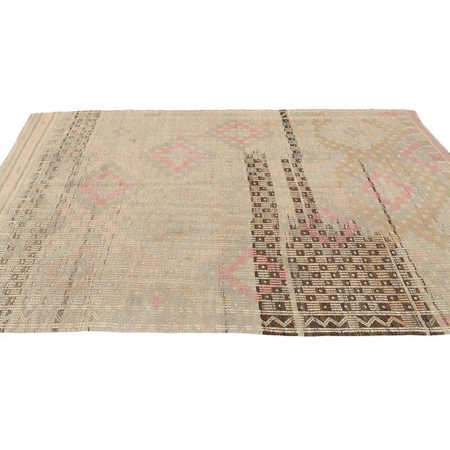 Mid 20th Century Decorative Vintage Embroidered Kilim Rug For Sale - Image 4 of 7