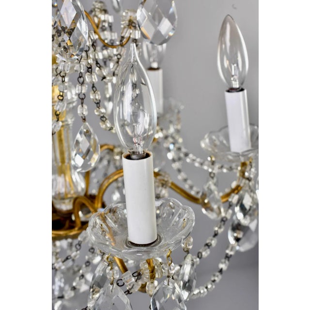 Italian Six Light Crystal Chandelier With Large Drops For Sale - Image 4 of 12